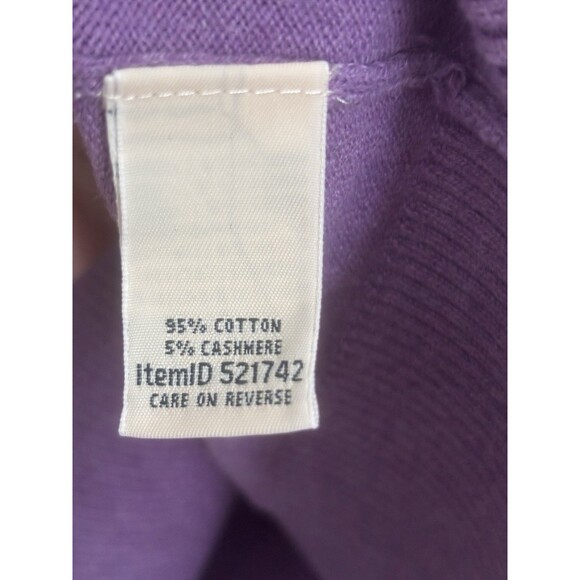 LL Bean Womens Medium Cotton Cashmere Sweater Polo V Neck Purple Preppy Outdoor - Picture 3 of 6